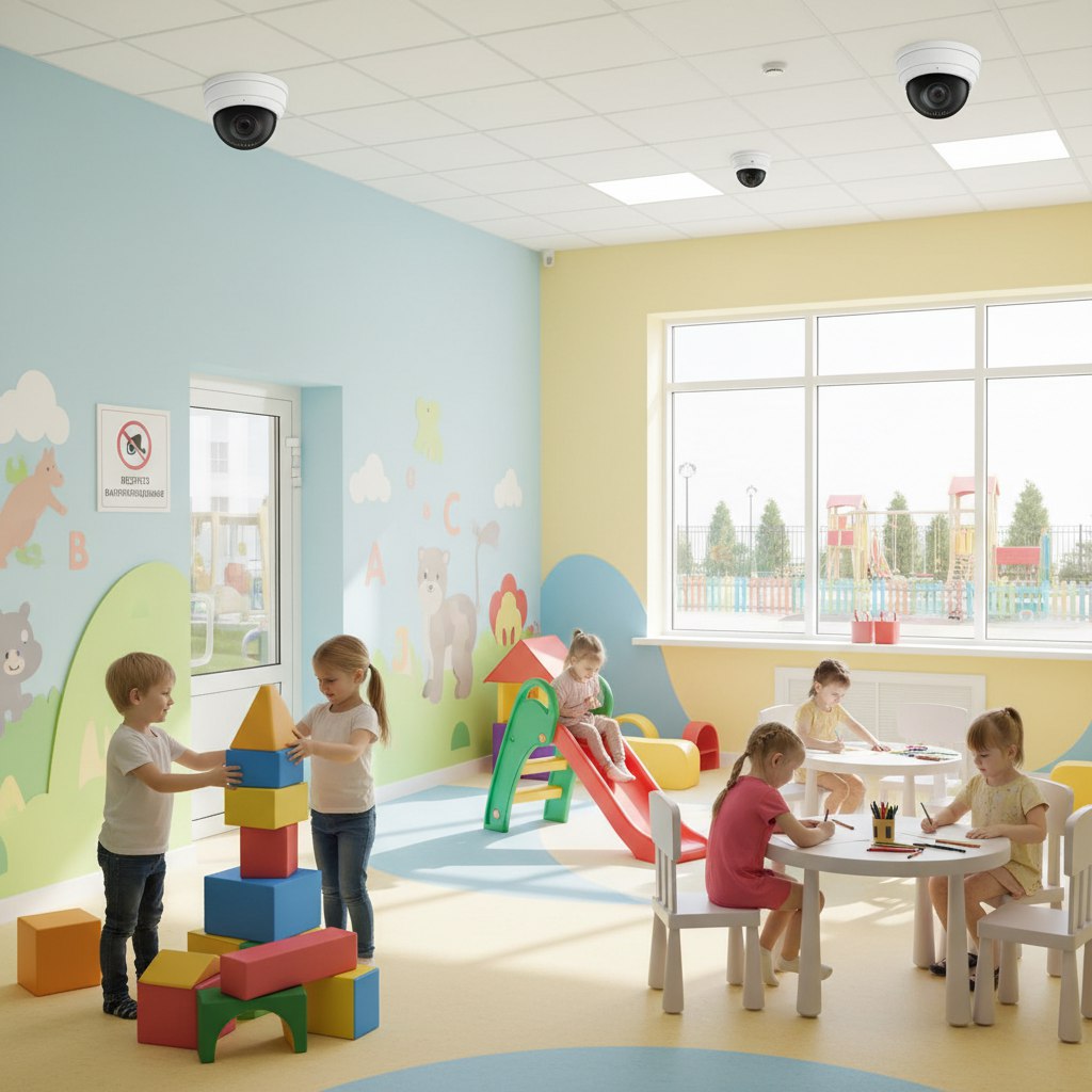 Установка видеонаблюдения  в детском центре